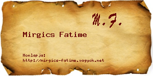 Mirgics Fatime névjegykártya